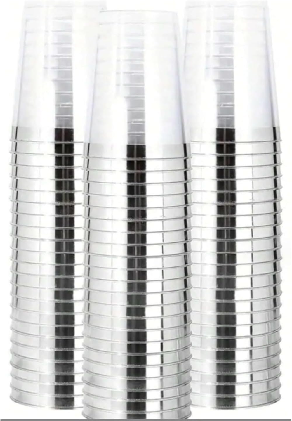 金のプラスチック コップ 使い捨ての透明なプラスチック 非傾ける金縁の豪華な使い捨ての結婚式の金縁の優雅な党 (ローズゴールド)(4)