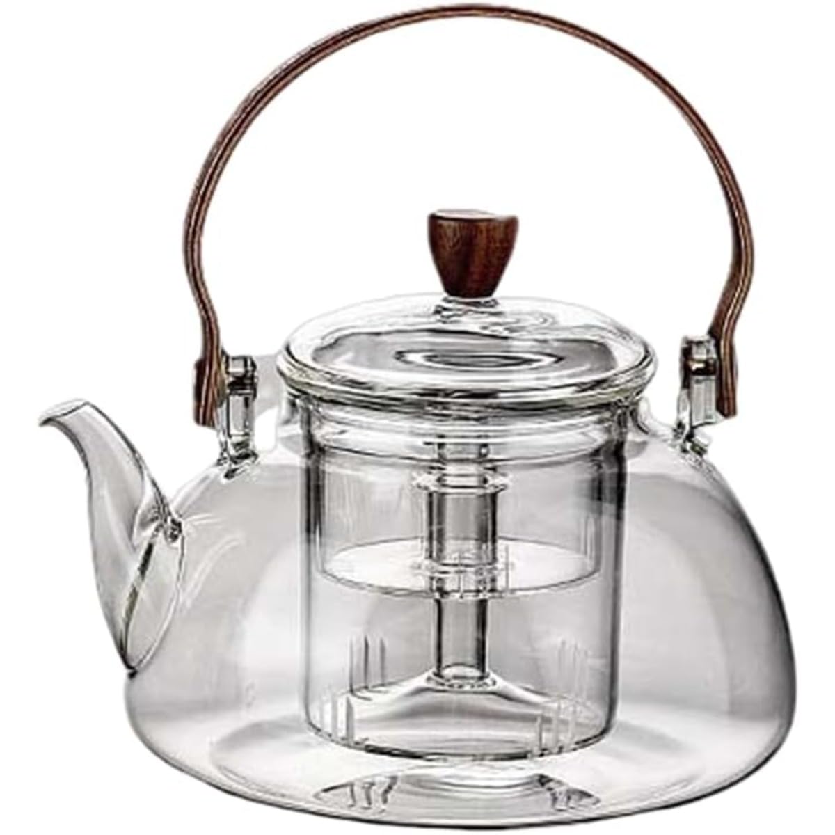 ティーポット 耐熱 ガラス 急須 直火対応 ホウケイ酸 大容量 1000ML 3-4人用 木製持ち手 透明 紅茶 緑..