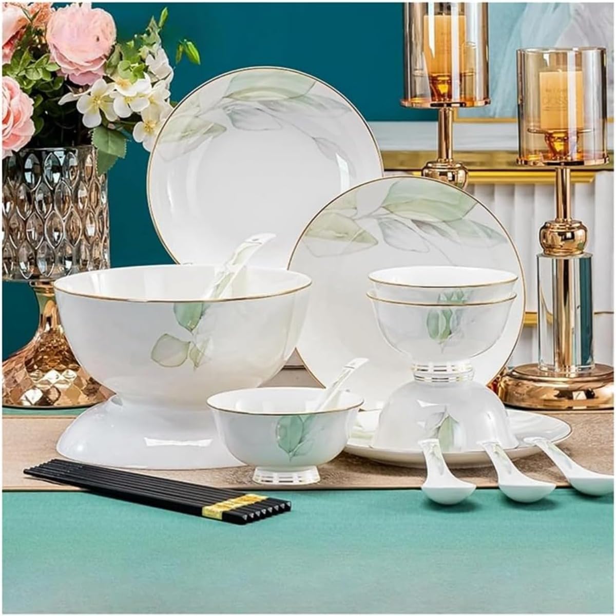 食器セット 高級レストラン家庭用ディナー セラミックボウル 鉢 防熱 食器乾燥機 皿 新築祝い 誕生日 ..