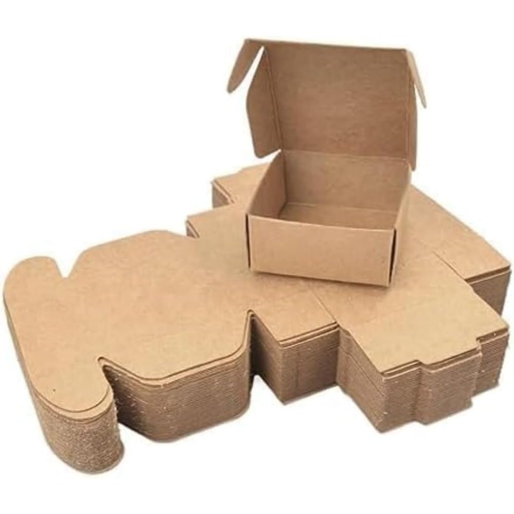 100枚 ギフトボックス ミニダンボール 名刺入れ 小箱 クラフト紙製 お菓子箱 無地 キャンディボックス ..