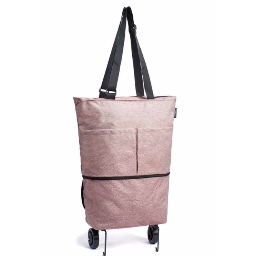 折りたたみ式ショッピングカート、ホイール付き、防水トートバッグ、二重層ジッパー環境保護、大容量収納バッグ、防水、スタイリッシュ、2つのホイール付き、高齢者への良い贈り物、敬老の日の贈り物、洗える (F)