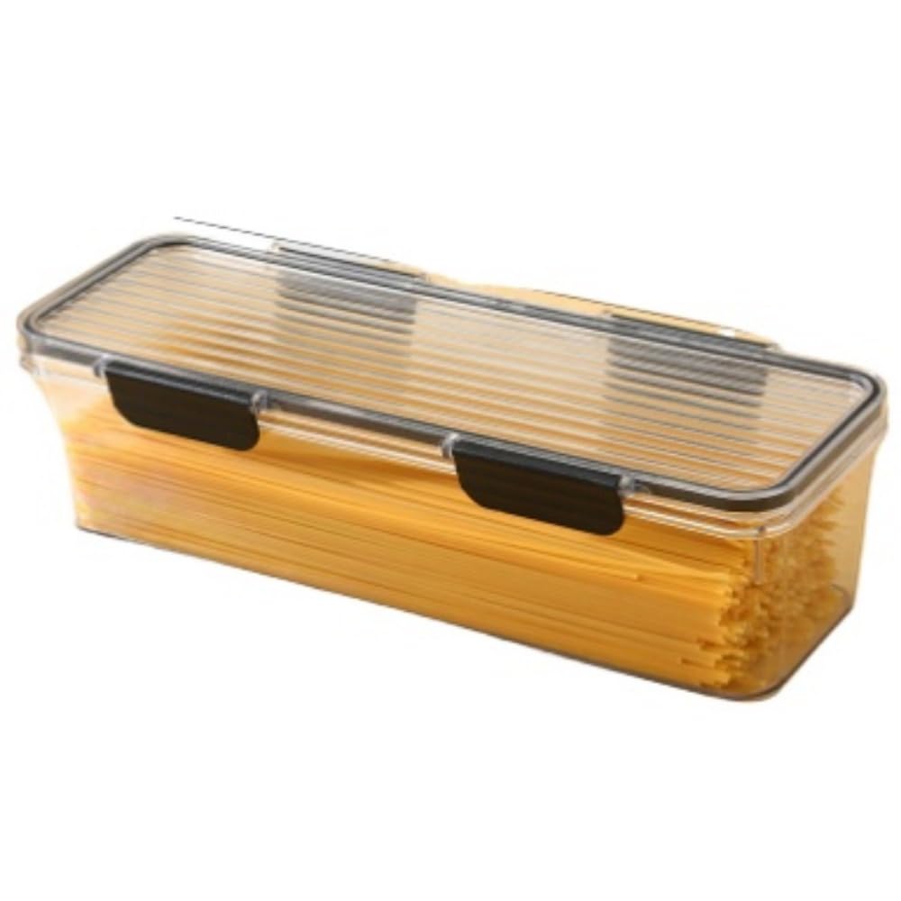 楽天BSマーケット長方形の収納ボックス 食品級 密封式 雜穀用の容器 パスタやうどんの収納に適し 大容量で透明、食品保存容器、重ね置き可能、冷蔵庫、台所に適用、野菜や麺類の整理と保存に役立つ蓋付き 2個入り （A,黒が2つです）