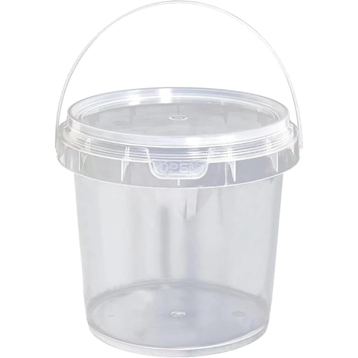 プラスチック 透明 蓋付き ハンドル付き （バケツ＋ふた＋取っ手） 使い捨て プラスチック コーヒー 大きい 冷たいドリンク パーティー テイクアウト 100個パック (350 ml)