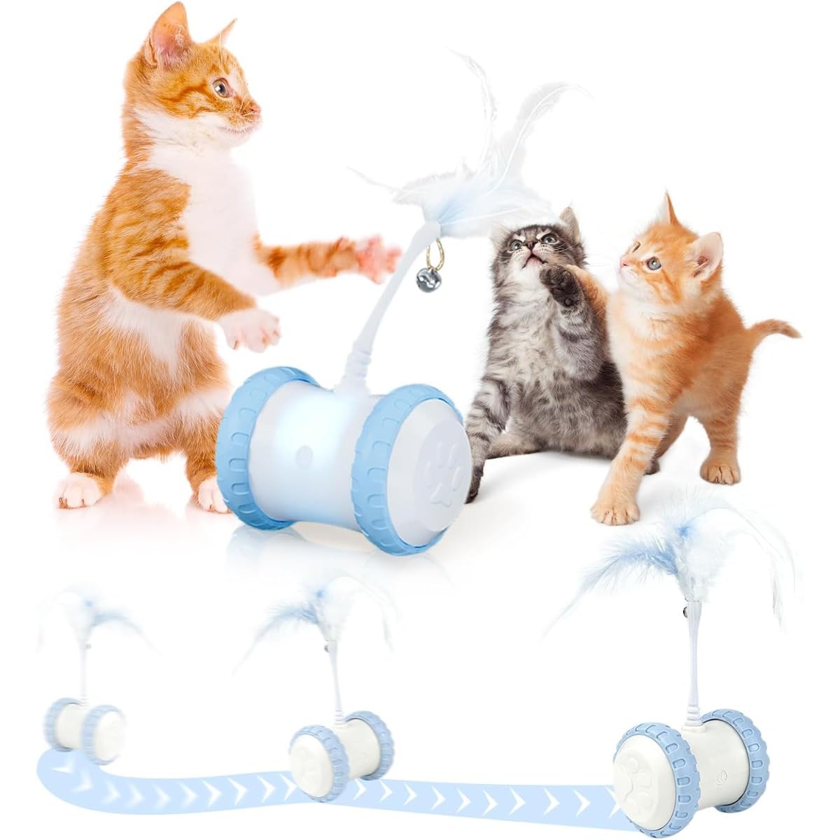 猫 玩具 【猫 おもちゃ 羽 電動】ねこ 猫じゃらし 静音 自動式 USB 360度回転式 安全素材 簡単操作 猫 ..