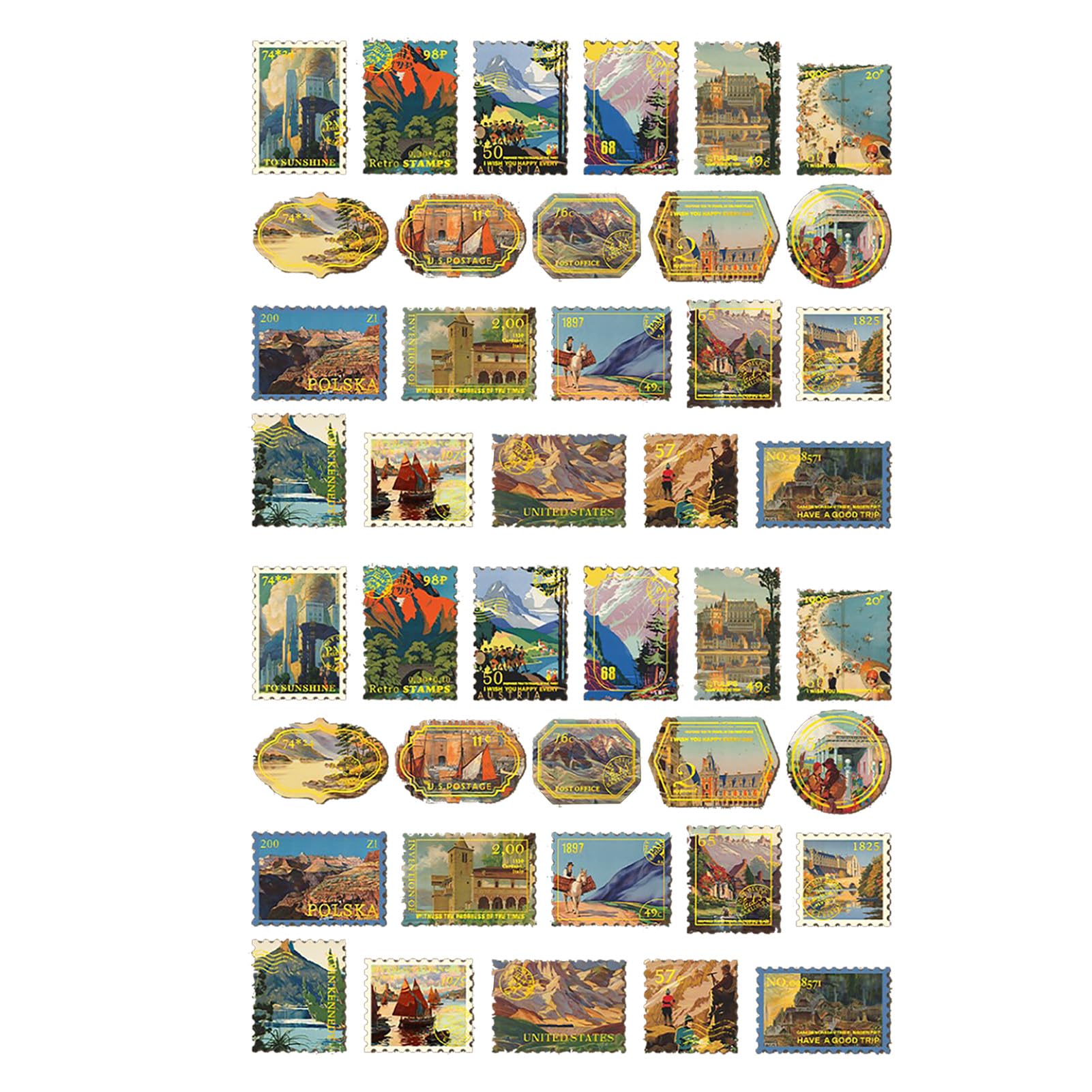 ヴィンテージ切手ステッカー 40枚 装飾アートクラフト DIY スクラップブッキング プランナー装飾 ユニ..