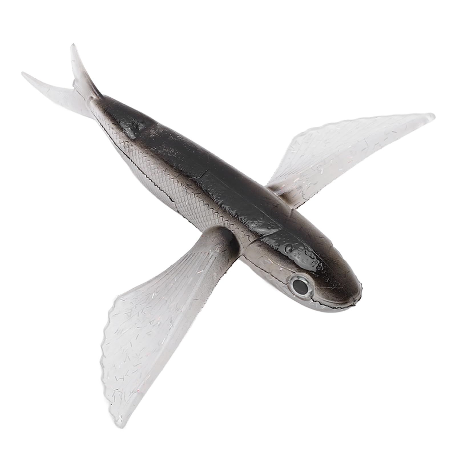 1 個ビッグシリコントビウオ海水トローリング釣りルアーマグロマヒワフー、ビッグゲーム釣具、魚の腹にフックを隠すことができます(黒)