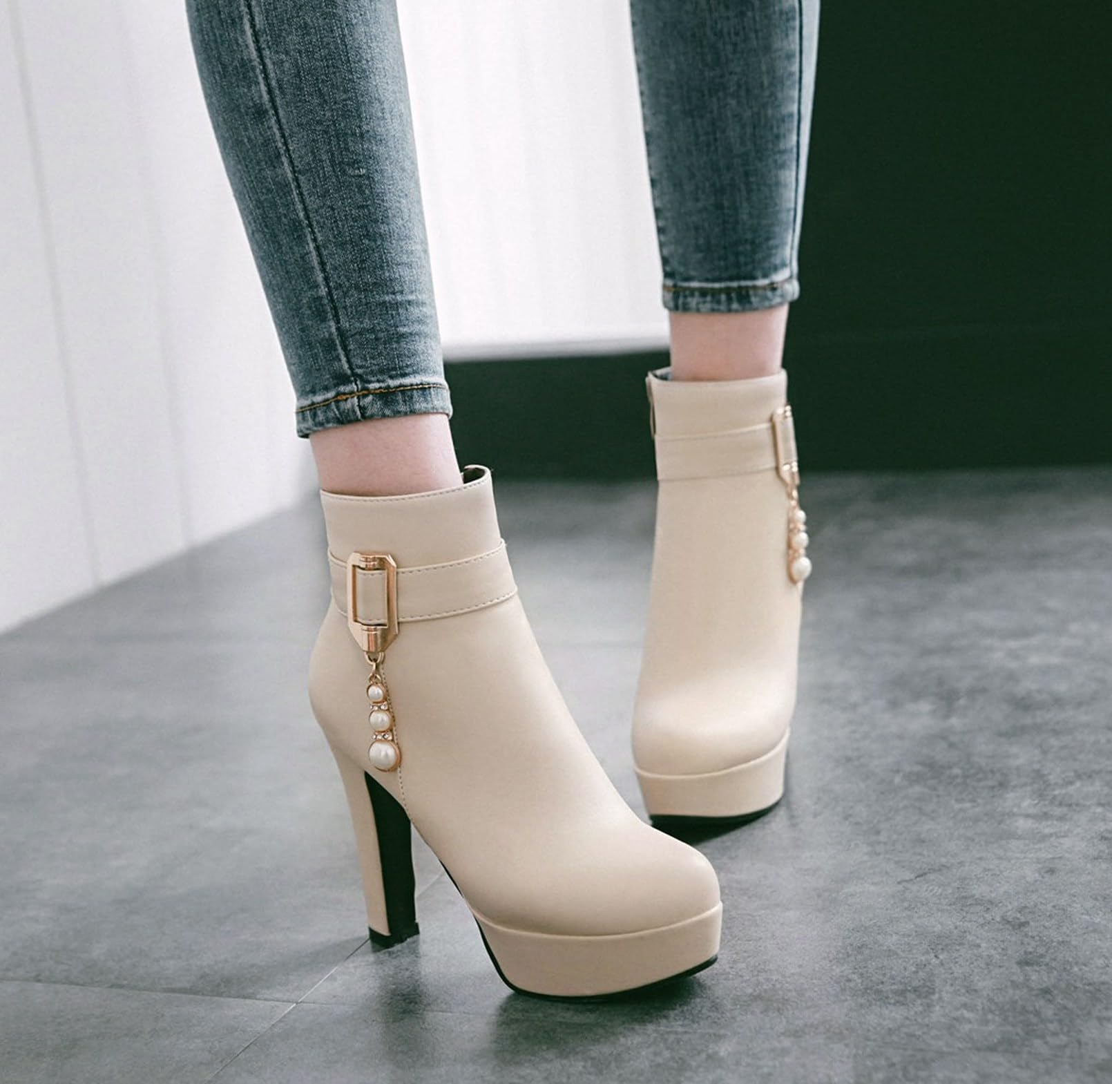 レディース アンクルブーツ チャンキーヒール ハイヒール ショートブーツ レディース 太ヒール 11cm ブ..