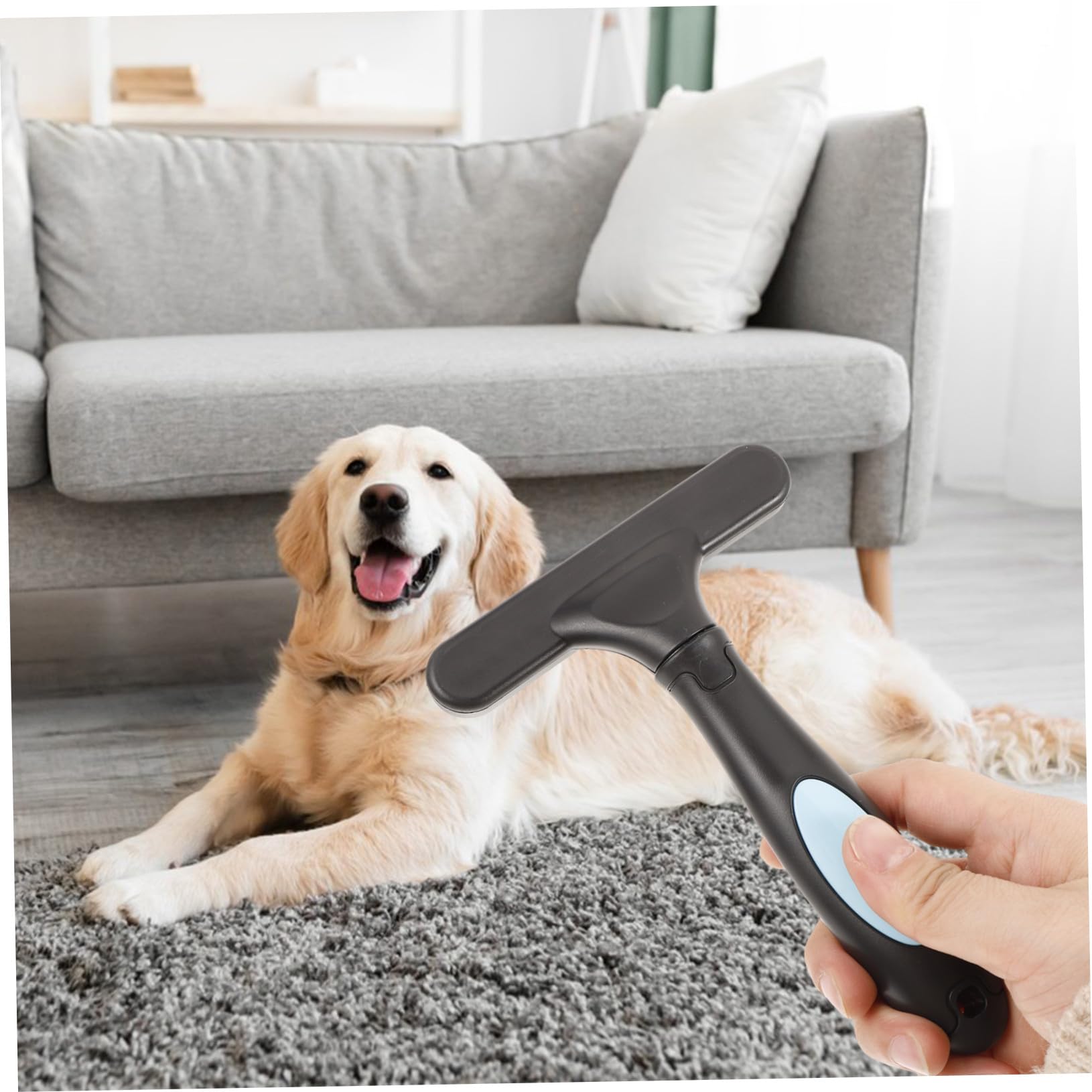 ペット用ダブル列ステンレススチールグルーミングコーム もれ解消 抜け毛除去 犬猫兼用 ブルー 柔らか..