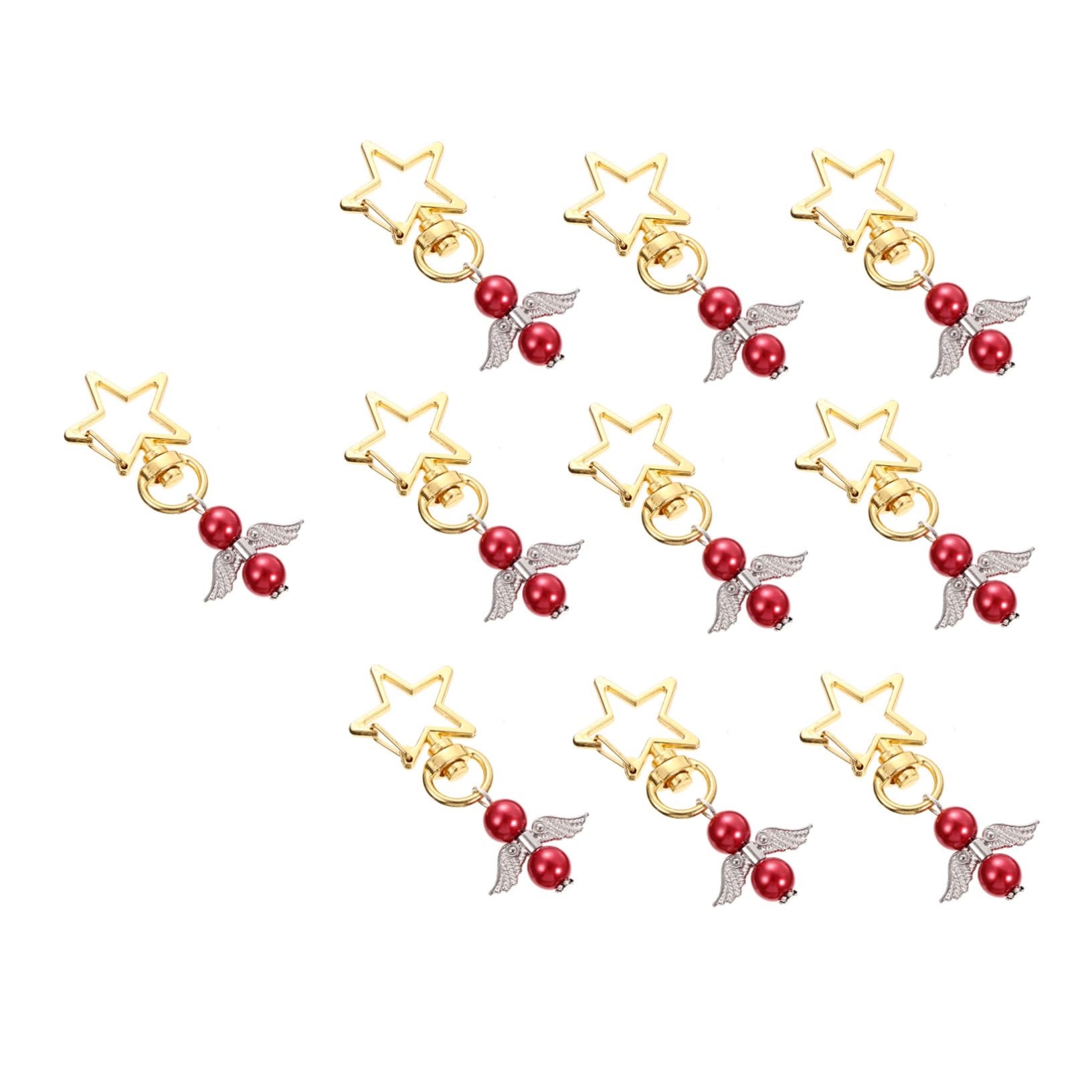 [] 10個 キーホルダー スタッファーギフト クリスマスキーリング ホリデーキーリング キーチェーン バ..