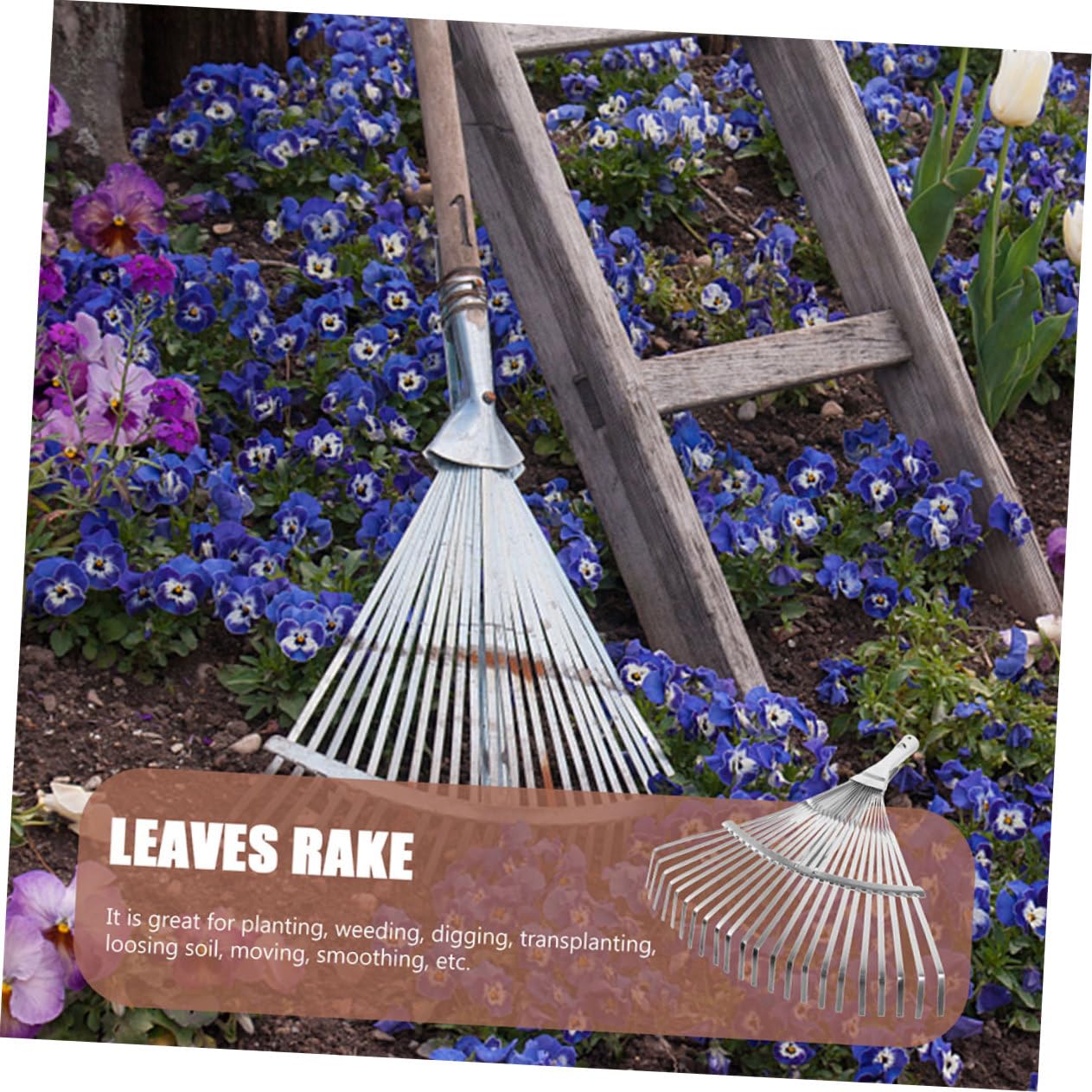 2個 伸縮式ガーデンレーキ 軽量ステンレス製 歯設計 土壌耕し 多機能園芸用 根切り 落ち葉掃除に 家園..