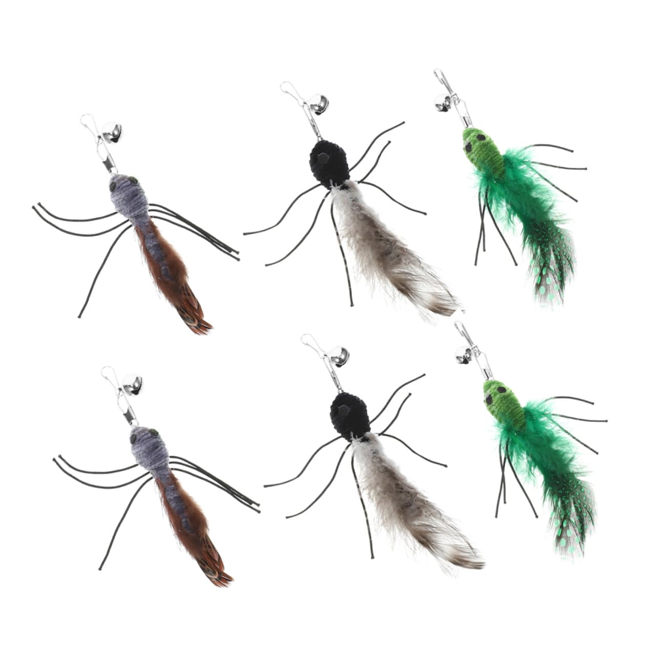 6個 猫用羽毛おもちゃ替え羽 キと成猫対応 インタラクティブ運動促進用 羽根リフィル 多彩な遊びと耐久..