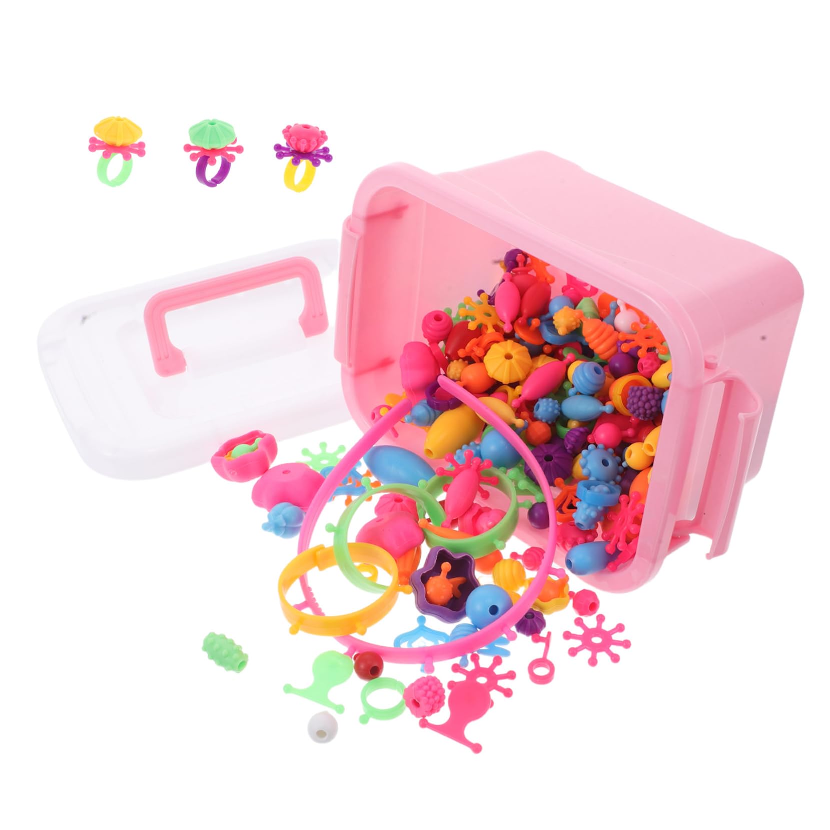 1セット子供のdiyビーディングセットキットジュエリーメイキングアクセサリーは、女の子の手作りのプロジェクトやプレゼントに最適な工芸品のためにかわいい