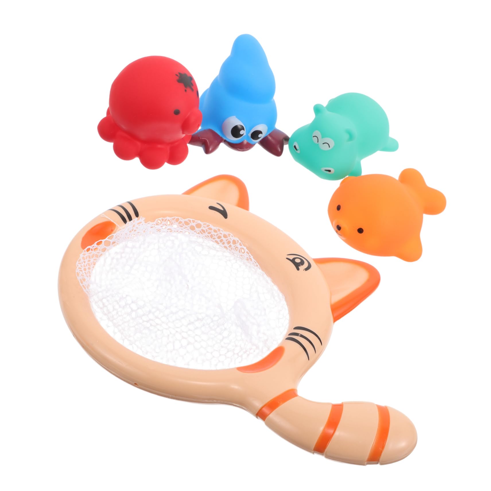1セット ベビーバス水遊びおもちゃ 猫のスコップネット付き 楽しい教育用水遊びおもちゃ 動物水遊びゲ..