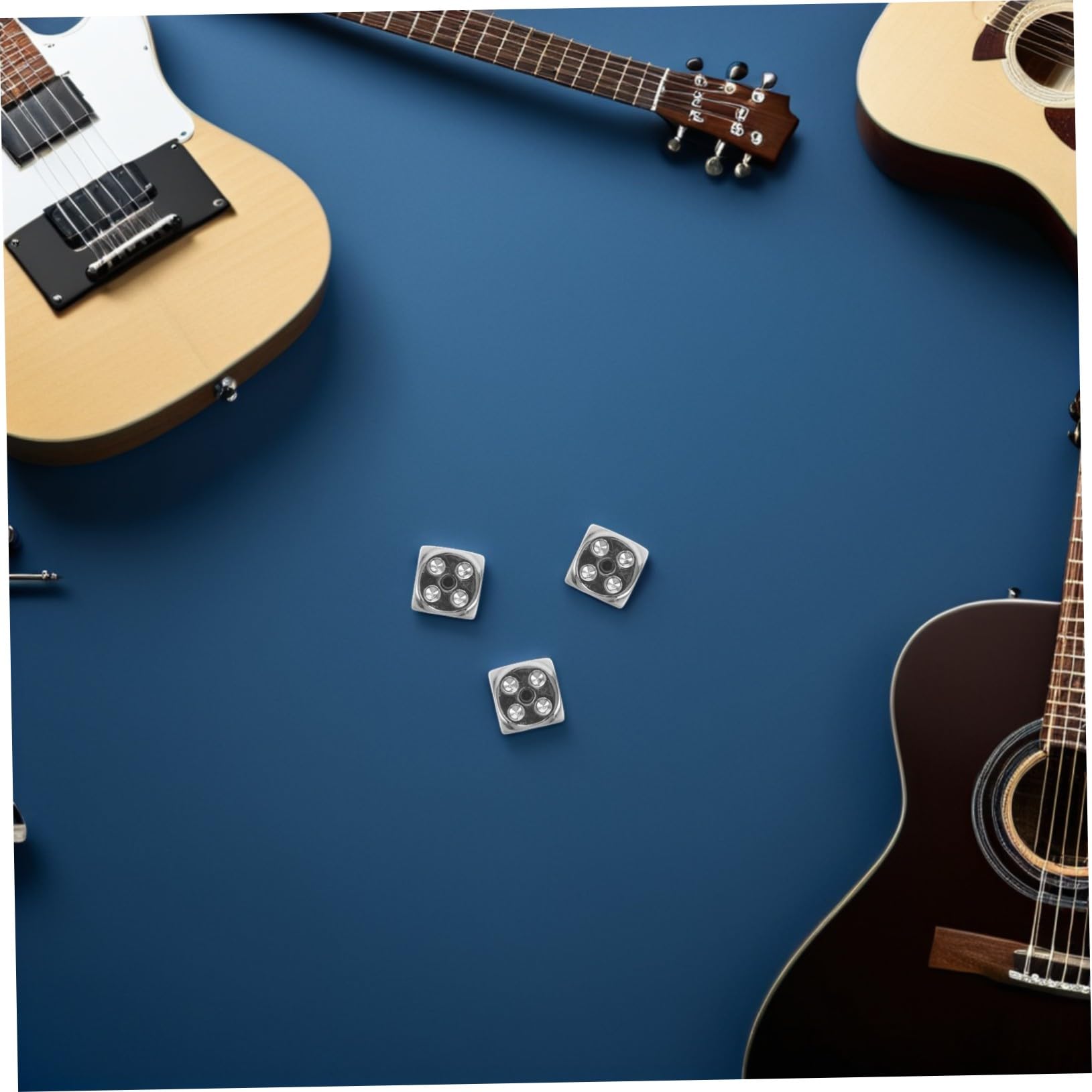 3 セット点 ギターダイス型ノブ 金属製 トーンコント ノブ 工具付き ベースギター用 交換パーツ