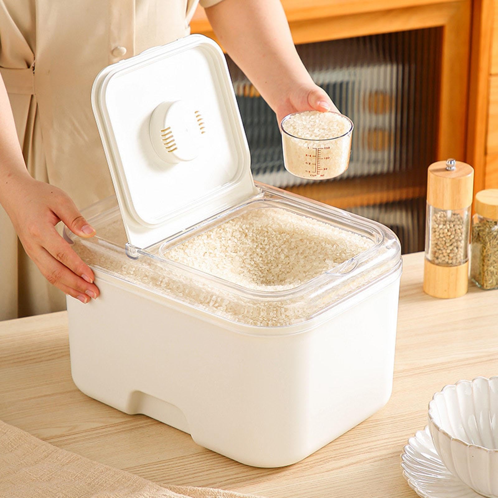 米びつ 計量カップ付き ライスストッカー 密閉性 食品保存容器 防湿性 シリアルコンテナ 大容量設計 フ..
