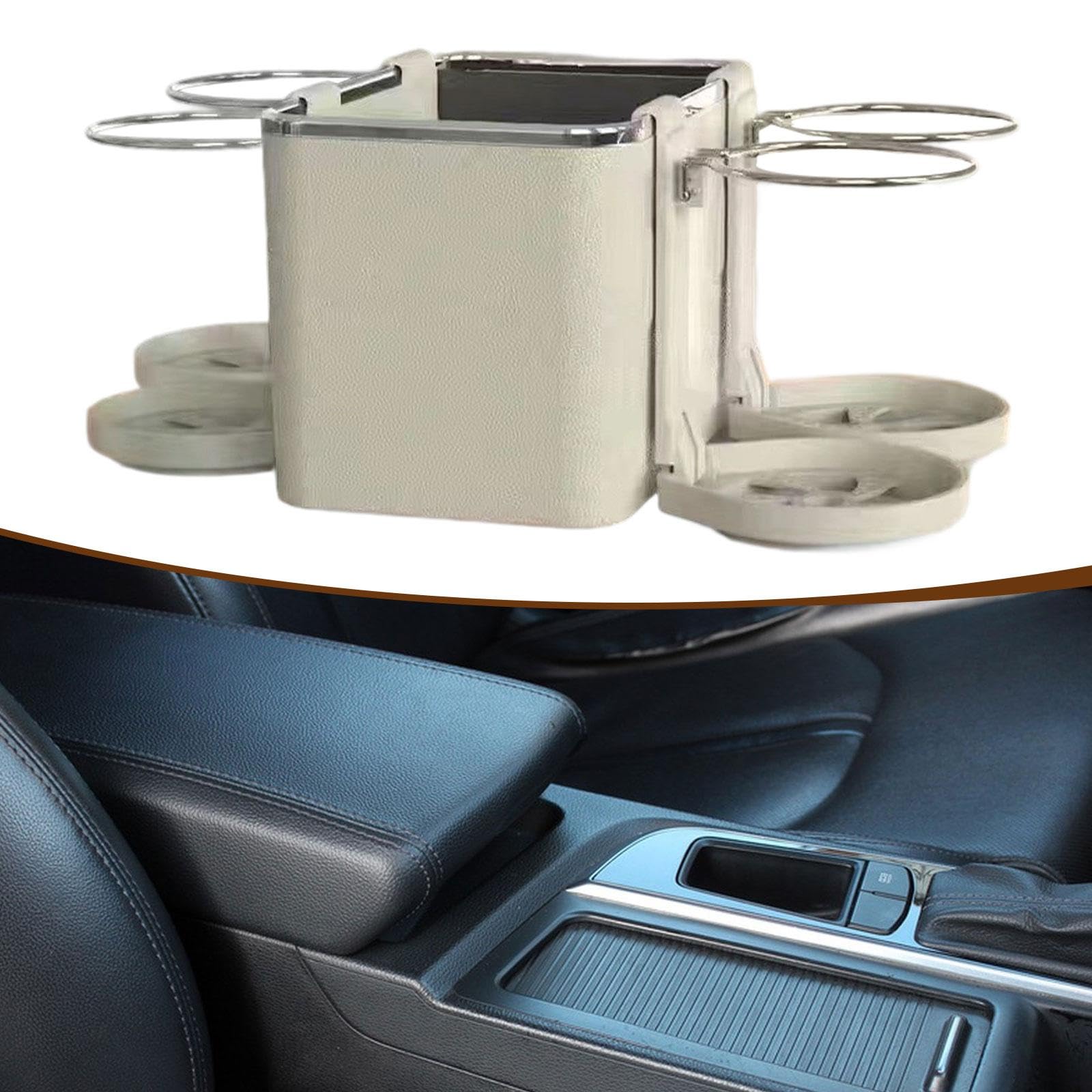 コンソールボックス ストラップ固定式 ドリンクホルダー 4つ折りたたみ式 センターコンソールオーガナ..