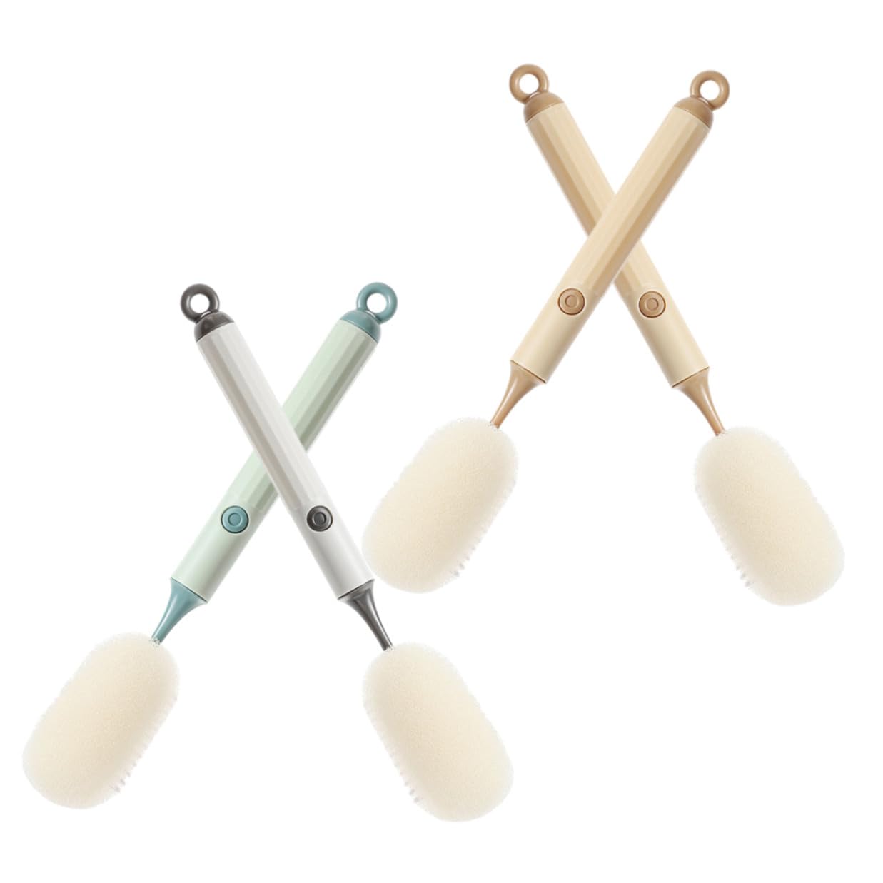 カップブラシ スポンジブラシ ロングハンドル 哺乳瓶対応 強力汚れ除去用 家庭用クリーニングツール 4..