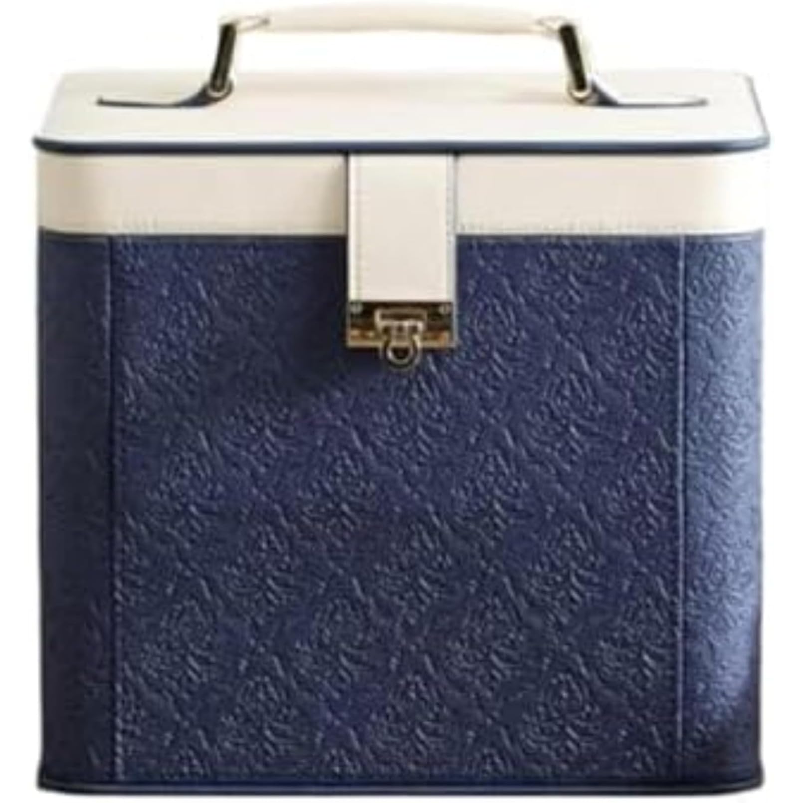 鏡付き メイクボックス（コスメ収納ボックス） 大容量で持ち運び可能 コンパクト設計｜アラベスク柄 か..