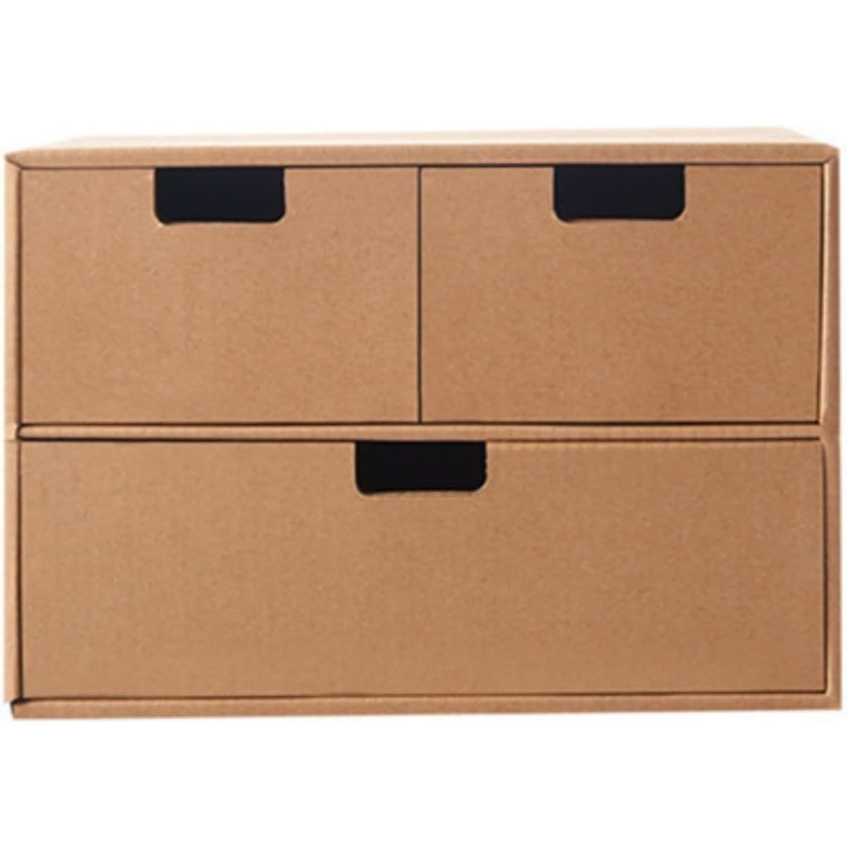 クラフト段ボール箱 2個パック 収納ボックス 引き出し付き ボックス 整理 環境に優しい 折りたたみ式 ..