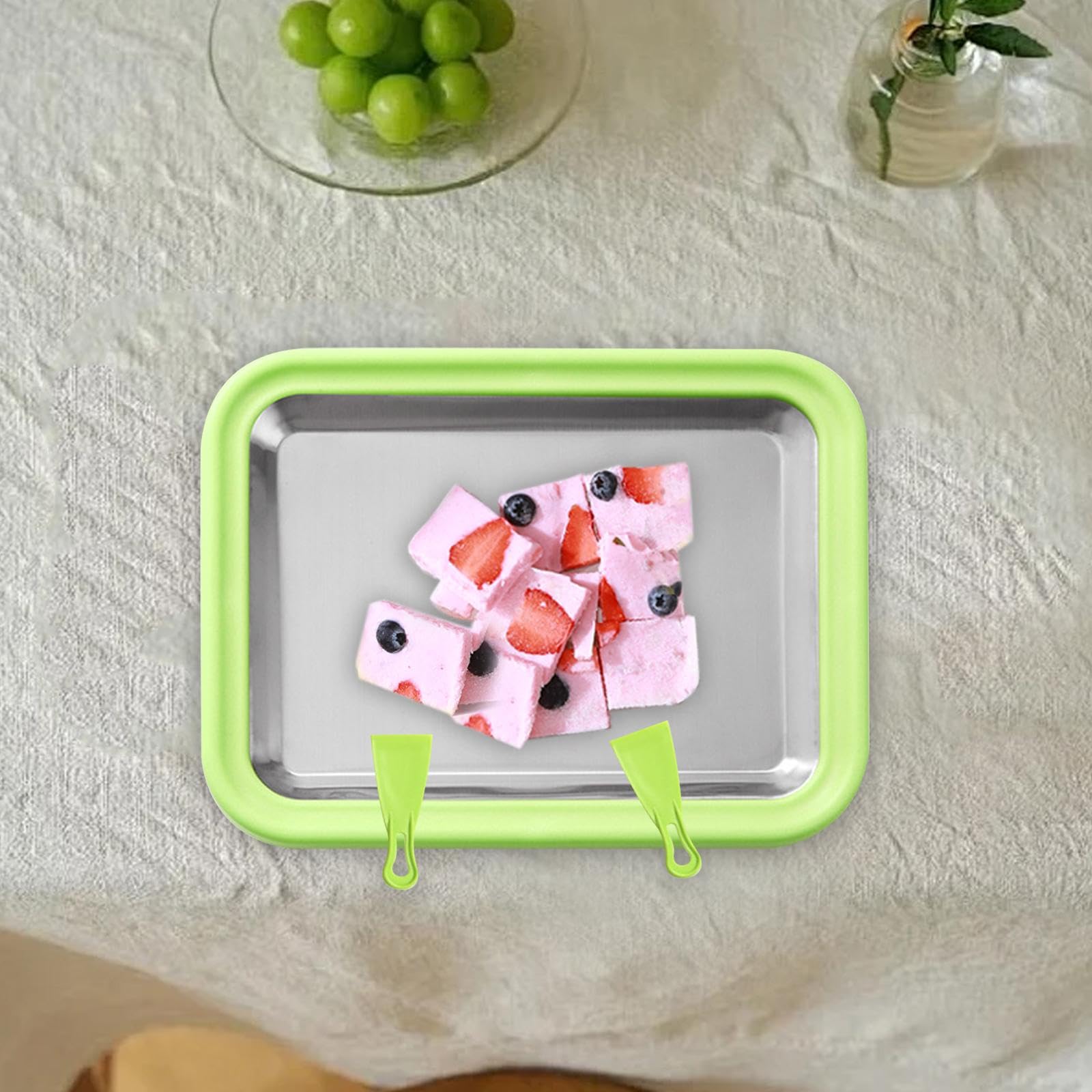 アイスクリームメーカー 自家製デザート用 製氷皿 簡単操作 フローズンヨーグルトメーカー アルミニウ..