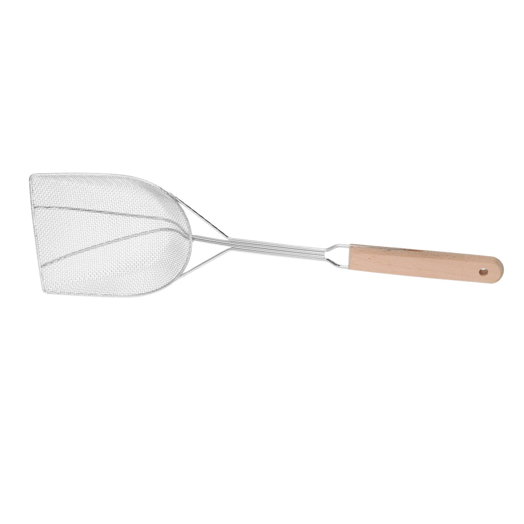 楽天BSマーケットステンレス製木柄油濾しスプーン 油こし用耐久型 揚げ物や海鮮調理に 冷感木製ハンドル設計 油はね防止で 揚げ物 麺類の湯切りに対