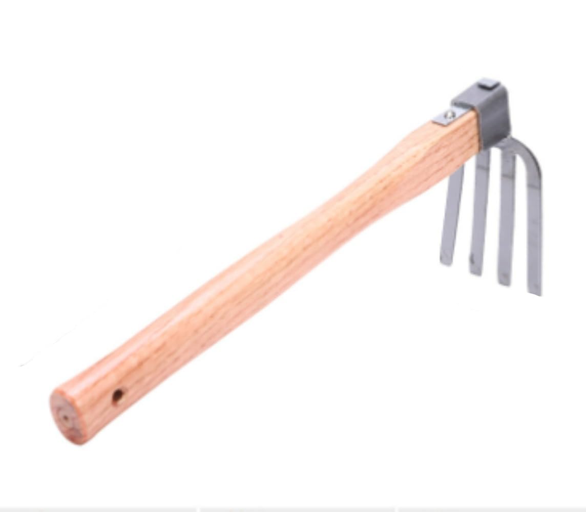 くわ 草削鍬 土寄せ 草削り 掘り 園芸用 鍬レーキ 道具 家事 草取り道具 種まき 草取りグッズ 根こそぎ 便利 コンパクト耕作鍬 除草工具 手持ち 農作業 庭 鉄 木製 柄 (両用鍬)