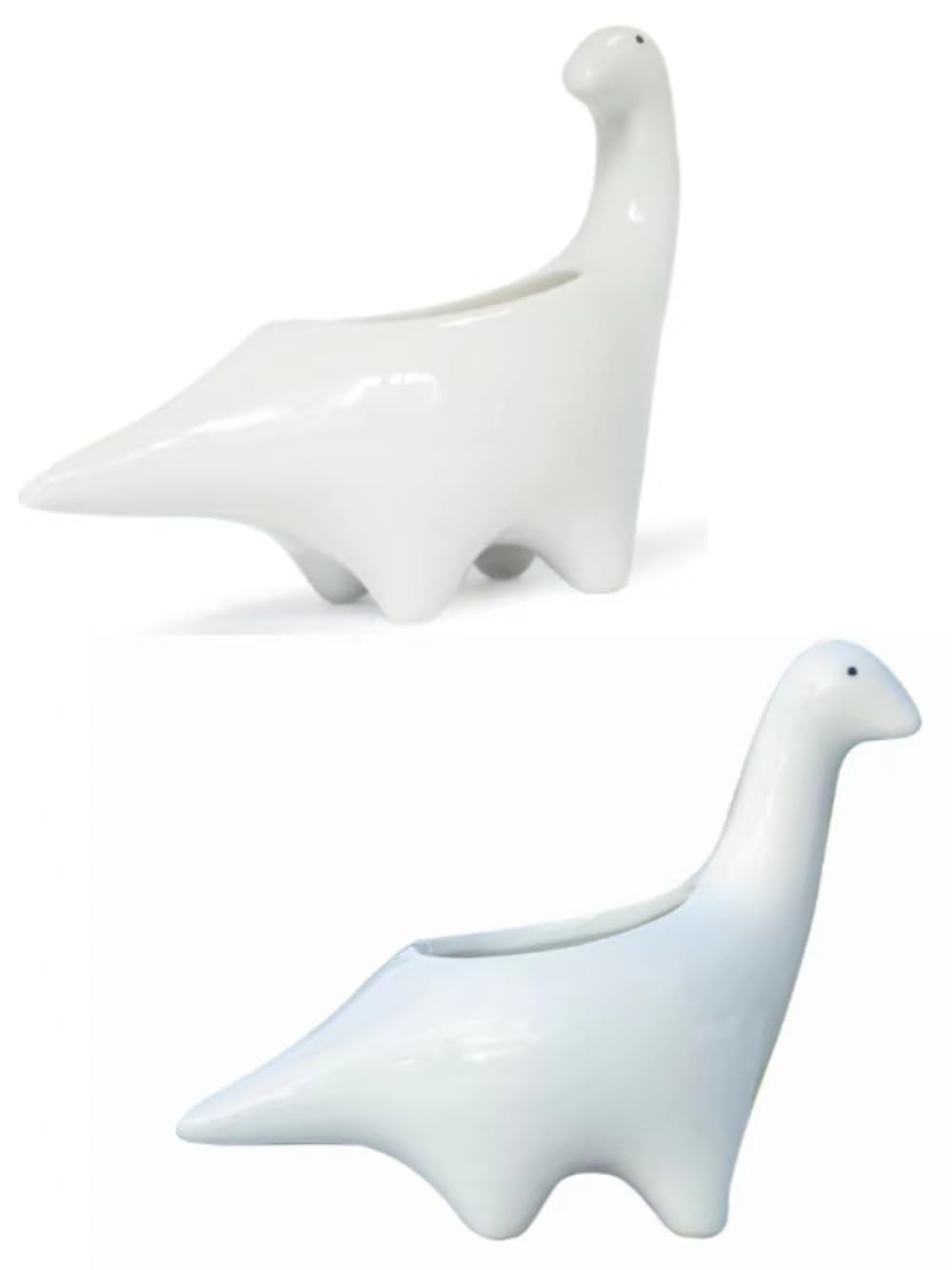 2個 ホワイト恐竜セラミック多肉植物フラワーポット窓枠トレイ漫画の動物の装飾 トレイ付き