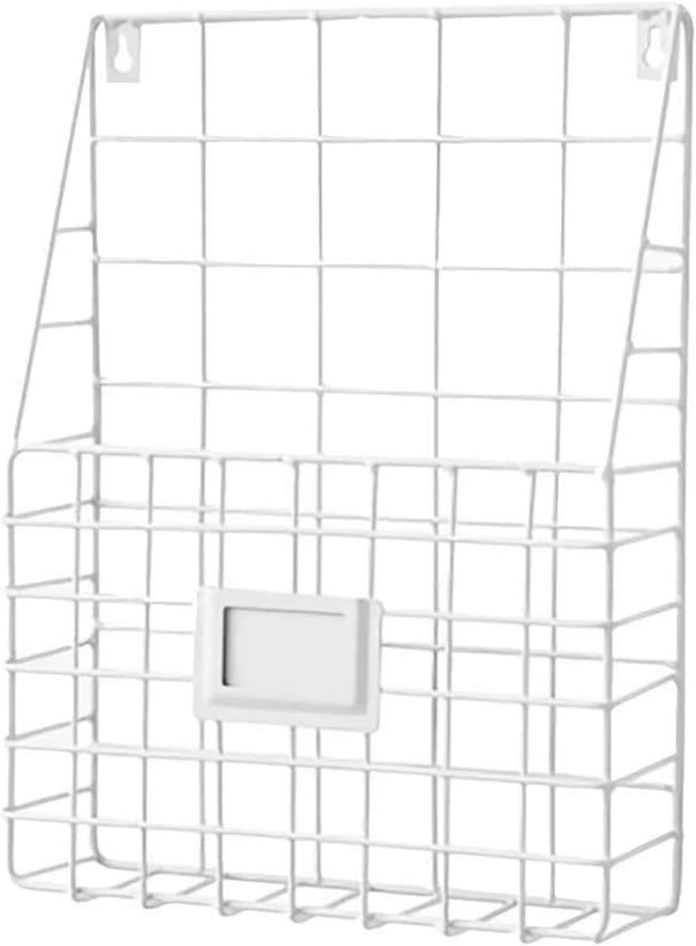 ブックスタンド メタルラック 壁掛け マガジンラック フック 雑誌書類収納 北欧風 ワイヤーバスケット デスクオーガナイザー 書類棚 リビングルーム マガジンバスケットラックホルダー 文具収納 (ブラック)