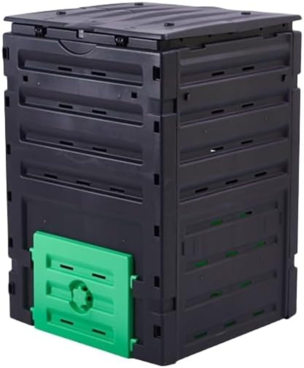 コンポスト コンポスター 家庭用 容器 ガーデンコンポスター 堆肥製造処理器機 生ゴミ発酵器 エコフレンドリー 屋外 有機肥料 生ごみ処理 落ち葉処理 堆肥 家庭用 大容量ごみ処理機 (300,ブラック-グリーン)