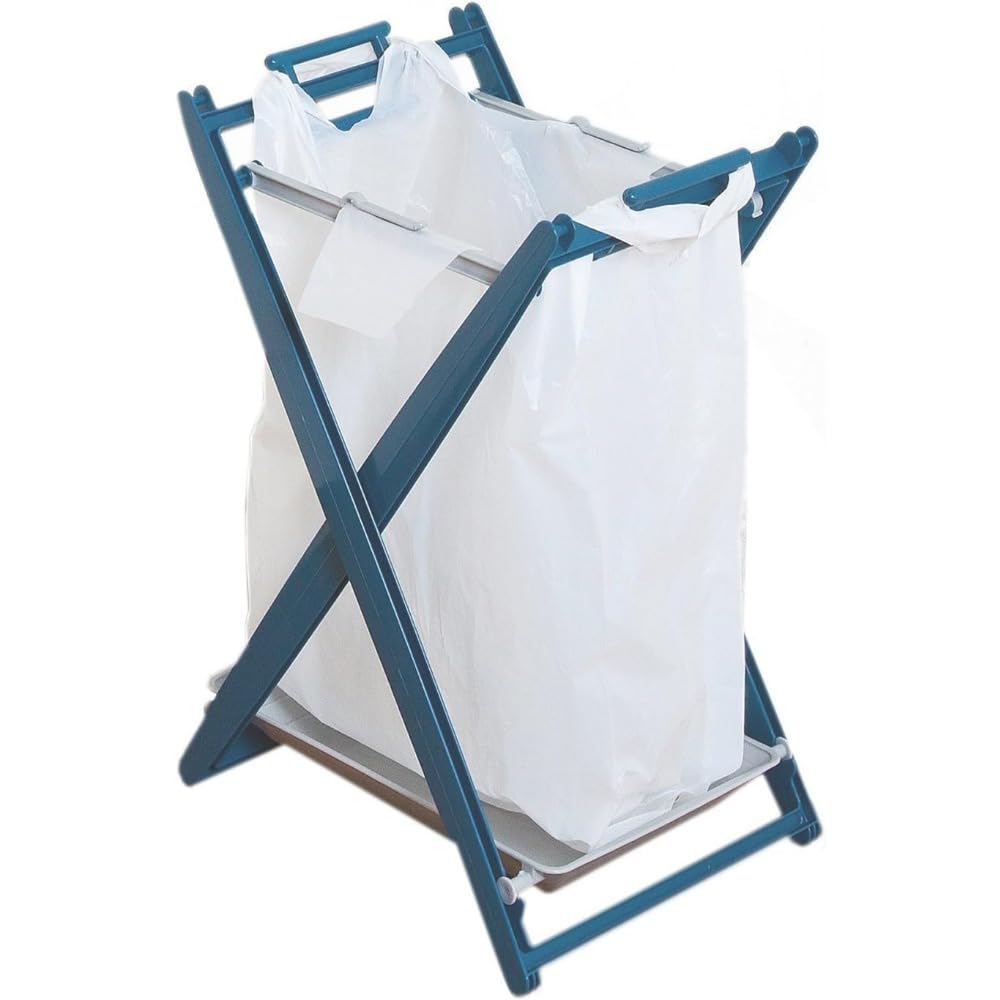 ゴミ袋ホルダー折りたたみポータブルビニール袋収納アーティファクト家庭用吊り下げキッチンゴミ箱 (ブルー,40.5*25*28.5)