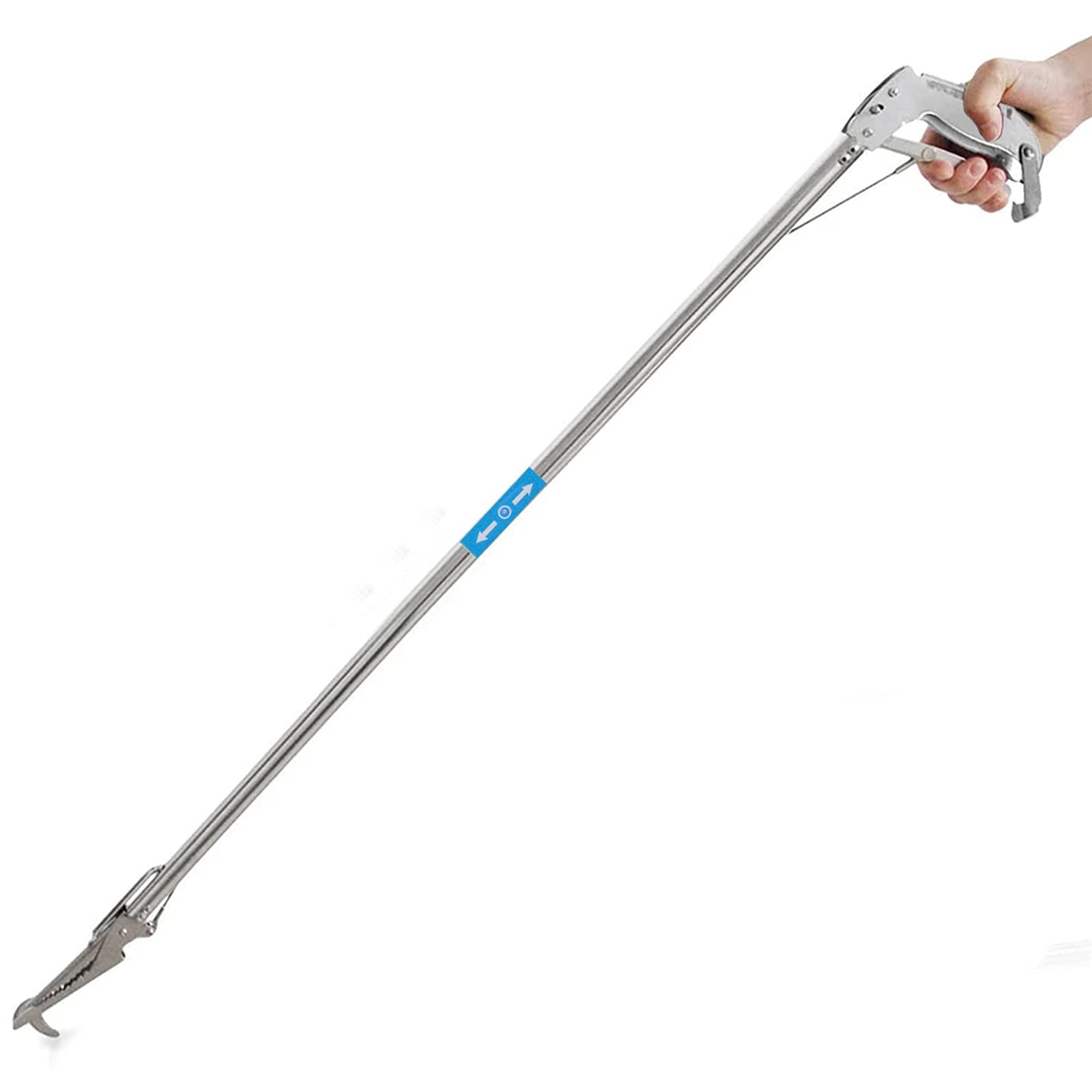 マジックハンド ステンレス製 ロング 100cm 蛇つかみ 駆除 ゴミ拾い トング 粗大ゴミ 捕獲器 折り畳み式 滑り止め ギザギザ刃 セーフティロック付き 錆びにくい 掃除用品 園芸 介護 立ち上がらずに拾える万能ピッカー