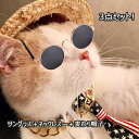 3点セット サングラス ネックレス ハット 送料無料 小型犬 猫用品 アクセサリー ペットグッズ メガネ 眼鏡 麦わら帽子 おしゃれ かっこいい チェーン かっこいい 面白い