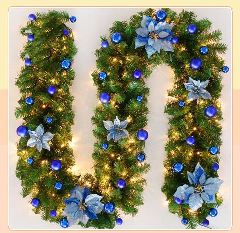 【24時間タイムセール！200円オフ】【2.7m】クリスマス 飾り LED付き（電池別売り） ガーランド かわいい デコレーションモール クリスマスツリー 装飾籐 パーティー装飾藤 華やか 松の葉モール クリスマス用品 折りたたみ