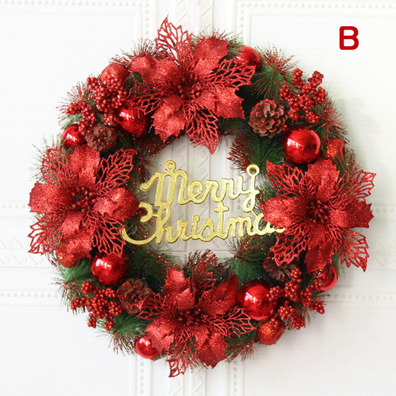 クリスマスリース クリスマス飾り 5色 30cm クリスマス置物 ベル デコ 玄関 窓 かざり プレゼント 北欧 イベント用 パーティーグッズ 赤 レッド [2]