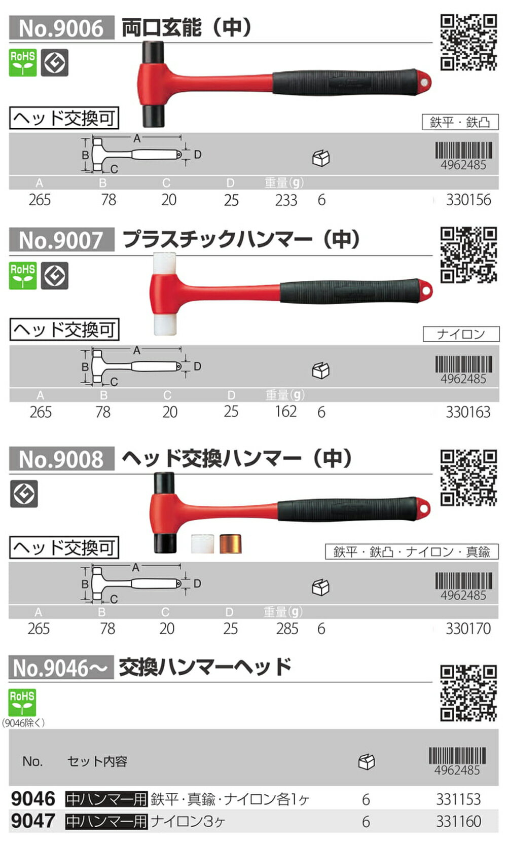 ANEX ξ����ǽ(��) �ץ饹���å��ϥ�ޡ�(��) �إåɸ򴹥ϥ�ޡ�(��) No.9006 No.9007 No.9008 ANEXTOOL ���ͥå����ġ���
