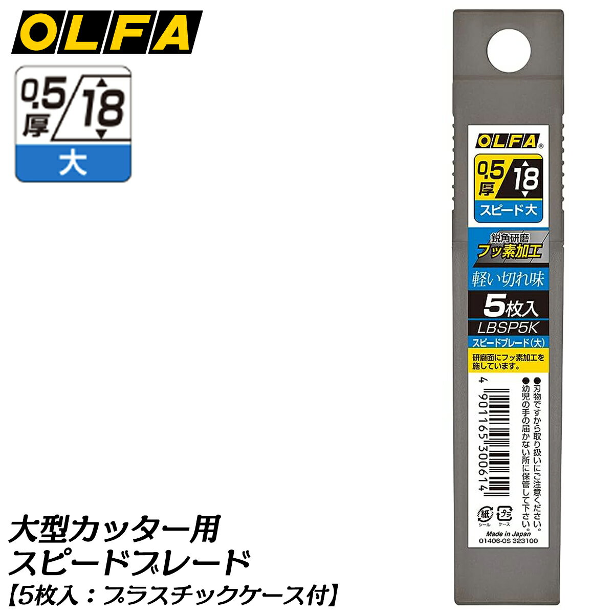 ե 緿å ԡɥ֥졼ɡ ϸ0.5mm 18mm ̥եǲùѤ ץ饹å LBSP5K LBSP20K OLFA