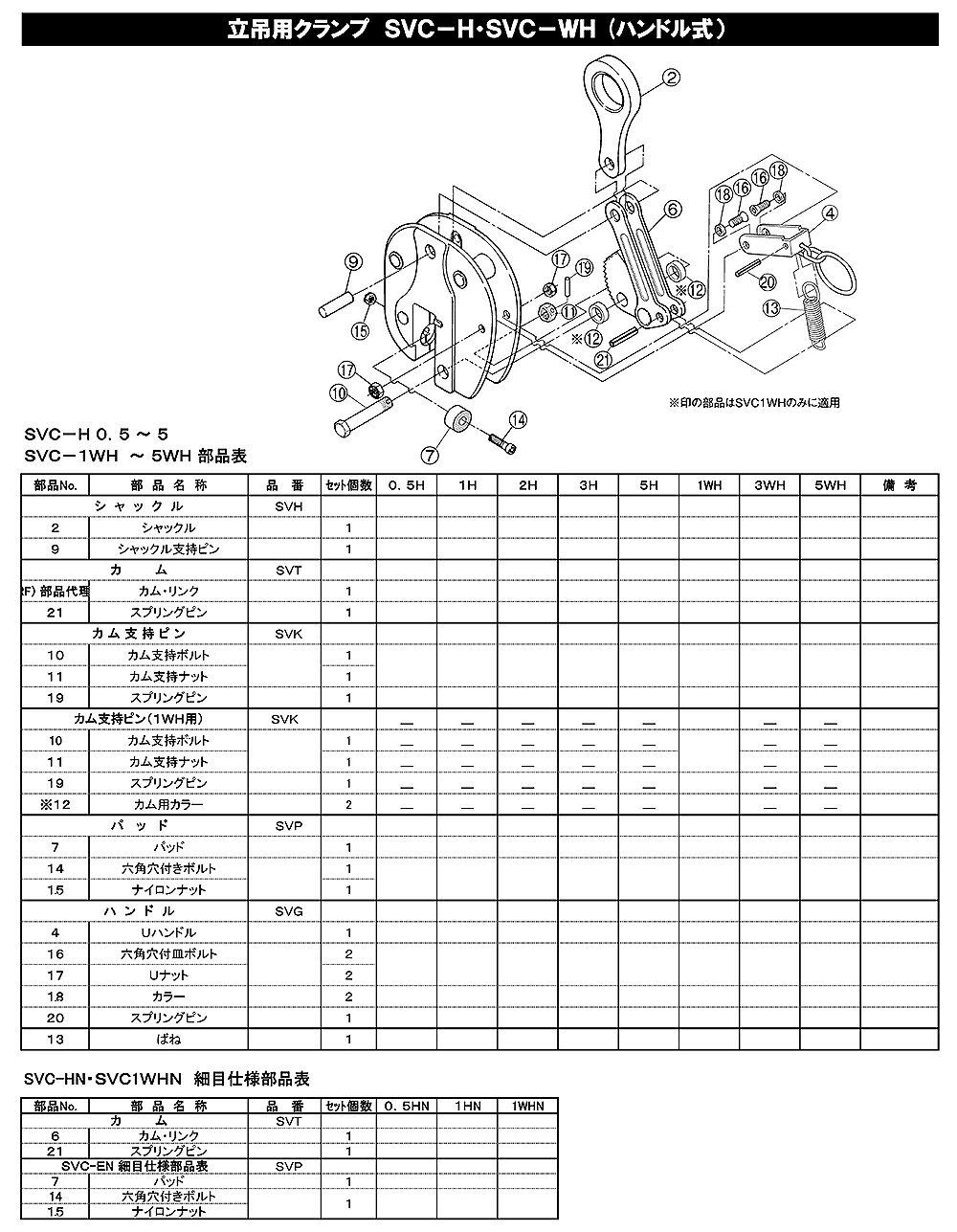 スーパーツール [純正部品] ロックハンドル式 立吊用クランプ 交換用パーツ SVC-H SVC-WH SVC-HN SVC-WHN SUPERTOOL