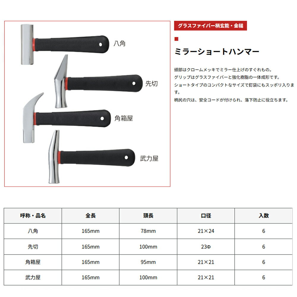 須佐製作所 王将ミラーショートハンマ― (八角/先切/角箱屋/武力屋) グラスファイバー柄 頭ミラー仕上