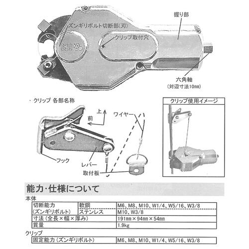 【楽天市場】HIT ズンギリボルトカッター セミオートタイプ 刃換装式 インパクト対応 10mmソケット対応 インパクトドライバー 全ネジ