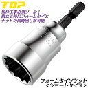 トップ工業 フォームタイ用ショートソケット 対辺21mm 型枠組立 18V対応 専用設計ソケット 同時脱着 型枠金具 アイビーフォームタイ 組み立て 解体 型枠 仮枠 土木 日本製 インパクトドライバー対応 EFS-21SS TOP