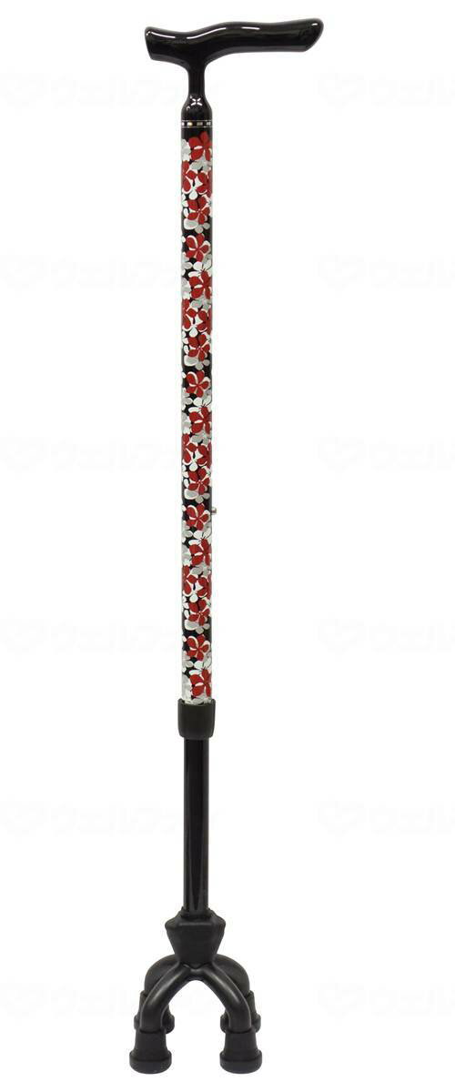 アルミMIX四点可動式スモールタイプ 75MA 桜柄ローズピンク 花柄BK 杖