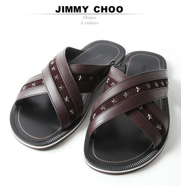 ジミーチュウ JIMMY CHOO サンダル クロスストラップ レザー スタースタッズ サンダル ブランド メンズ JCWALLYCWH8