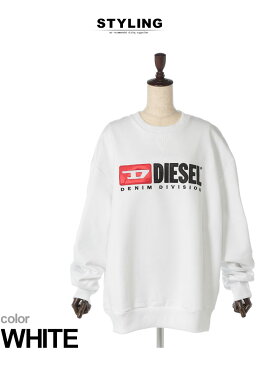 DIESEL (ディーゼル) 裏起毛 袖ギャザー ロゴ刺繍 長袖 トレーナーブランド レディース カジュアル ファッション トップス かぶり プルオーバー オーバーサイズ DSSPB7CATK