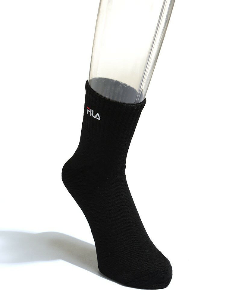 ソックス 3足セット 靴下 大きいサイズ メンズ 抗菌防臭 ロゴ クォーターソックス ショートソックス ホワイト/ブラック FILA フィラ