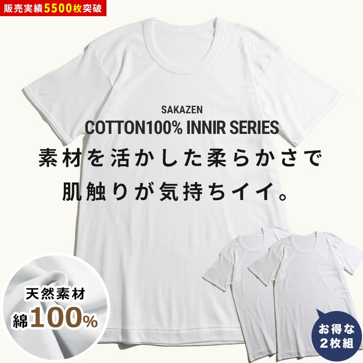 アンダーシャツ 2枚組 大きいサイズ メンズ 綿100％ クルーネック 半袖 Tシャツ アンダーウェア 通年肌着 シャツ ホワイト XL LLサイズ 3L 4L 5L 6L 7L 8L B＆T CLUB INALL