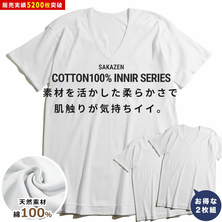 アンダーシャツ 2枚組 大きいサイズ メンズ 綿100％ Vネック 半袖 インナー 通年肌着 Tシャツ ホワイト XL LLサイズ 3L 4L 5L 6L 7L 8L B＆T CLUB INALL