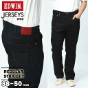 エントリーでさらにポイント 4倍 EDWIN エドウィン ジャージーズ JERSEYS ジーンズ 大きいサイズ メンズ ストレッチ ジップフライ レギュラーストレートパンツ ロングパンツ ジーパン デニム 伸縮 黒 ブラックパンツ 黒デニム