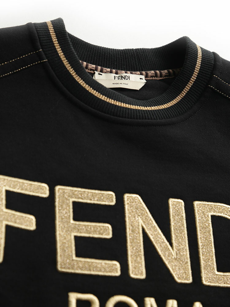 FENDI (フェンディ) 裏起毛 ロゴ刺繍 サイドリボン クルーネック 長袖 トレーナー ブランド レディース トップス トレーナー スエット クルー 起毛 スウェット 刺繍 秋 冬 FDLFS7102AC6A