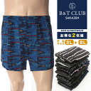 トランクス 2枚セット 3L 4L 5L 6L 7L 8L 大きいサイズ メンズ 綿100% 前開き プリント総柄 ランダム2色セット B&T CLUB 通年肌...