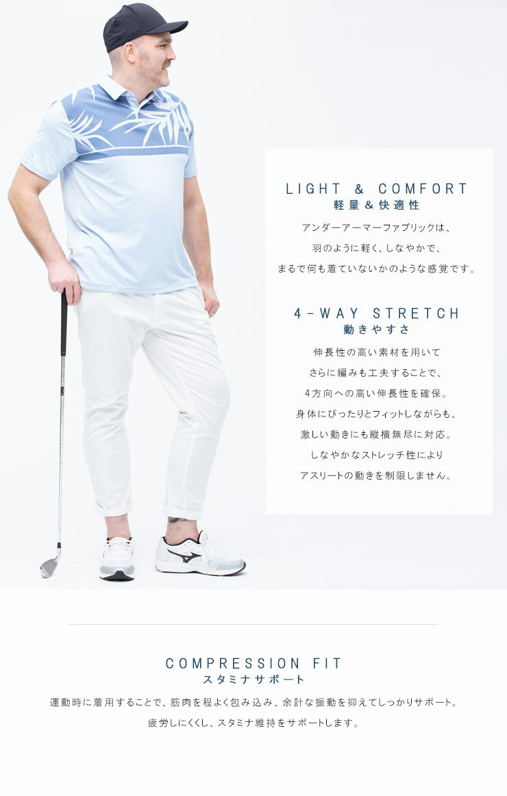 アンダーアーマー USA規格 半袖 ポロシャツ 大きいサイズ メンズ heatgear LOOSE UPF30 ゴルフ PERFORMANCE BRAVO POLO スポーツ サックス 1XL-3XL UNDER ARMOUR